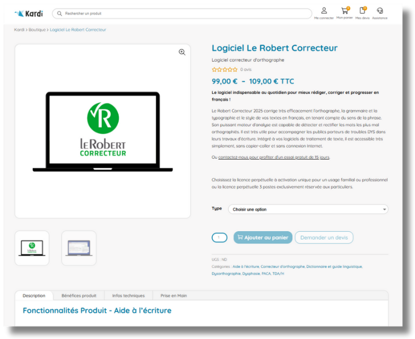 5. Fiche produit Aperçu nouveau site : Fiche produit