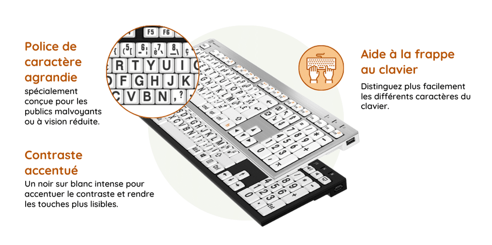 Visuel fonctionnalités CLAVIER GROS CARACTERES NERO ALBA